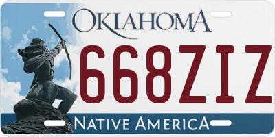 OK license plate 668ZIZ