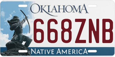 OK license plate 668ZNB