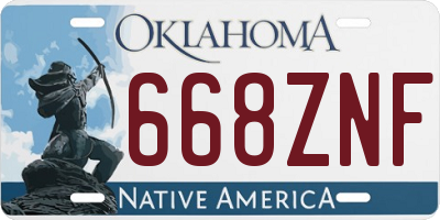 OK license plate 668ZNF