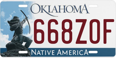 OK license plate 668ZOF