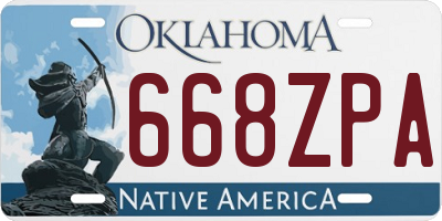 OK license plate 668ZPA