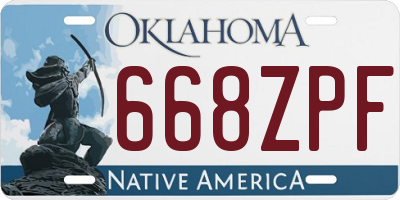 OK license plate 668ZPF