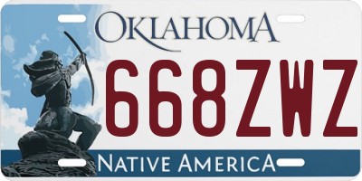 OK license plate 668ZWZ