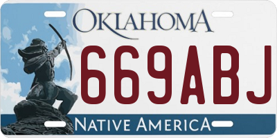 OK license plate 669ABJ