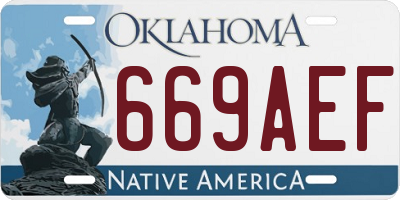 OK license plate 669AEF