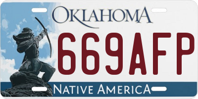 OK license plate 669AFP