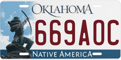 OK license plate 669AOC