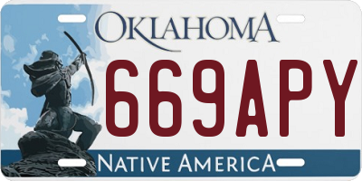 OK license plate 669APY