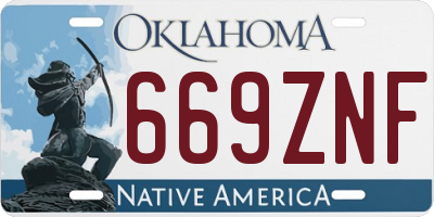 OK license plate 669ZNF