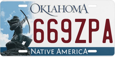 OK license plate 669ZPA
