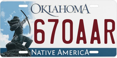 OK license plate 670AAR