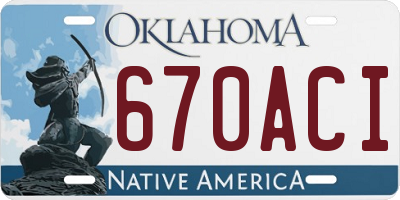 OK license plate 670ACI