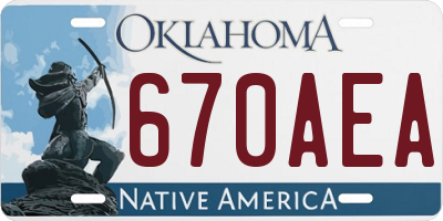 OK license plate 670AEA