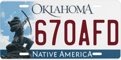 OK license plate 670AFD