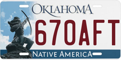OK license plate 670AFT