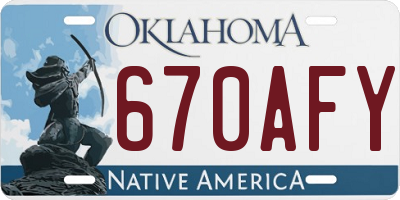 OK license plate 670AFY