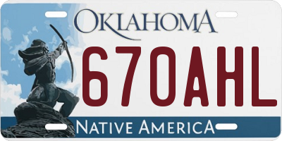 OK license plate 670AHL