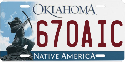 OK license plate 670AIC