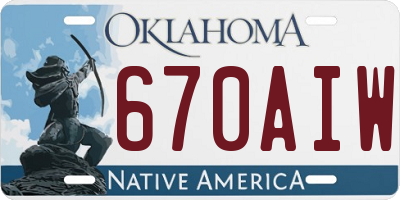 OK license plate 670AIW