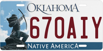 OK license plate 670AIY