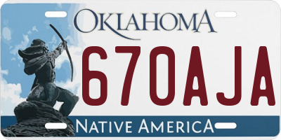 OK license plate 670AJA