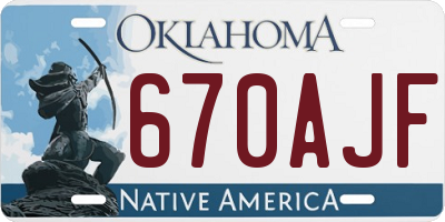 OK license plate 670AJF