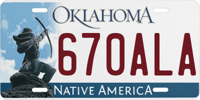 OK license plate 670ALA