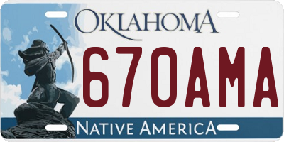 OK license plate 670AMA