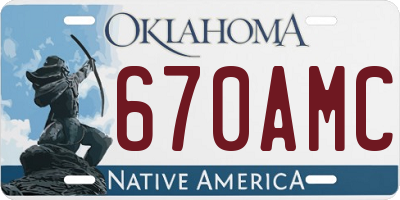 OK license plate 670AMC