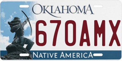 OK license plate 670AMX
