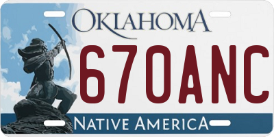 OK license plate 670ANC