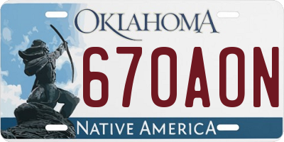 OK license plate 670AON