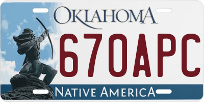 OK license plate 670APC