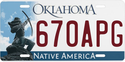 OK license plate 670APG