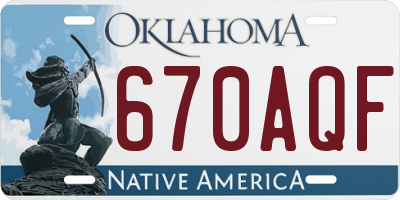 OK license plate 670AQF