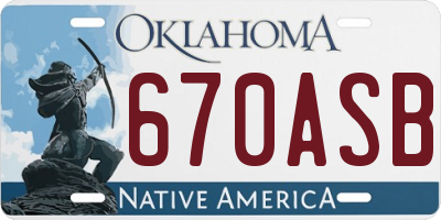 OK license plate 670ASB