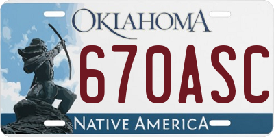 OK license plate 670ASC