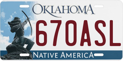 OK license plate 670ASL