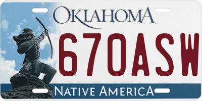 OK license plate 670ASW