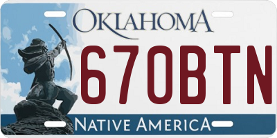 OK license plate 670BTN