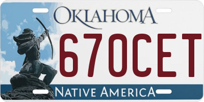 OK license plate 670CET