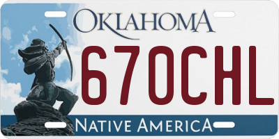 OK license plate 670CHL