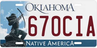 OK license plate 670CIA