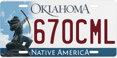 OK license plate 670CML