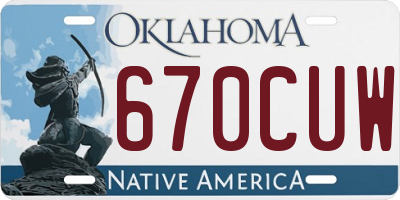 OK license plate 670CUW