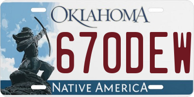 OK license plate 670DEW