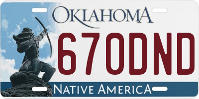 OK license plate 670DND
