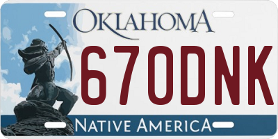 OK license plate 670DNK