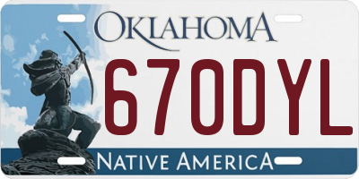 OK license plate 670DYL