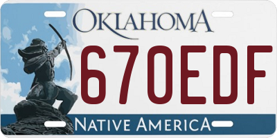 OK license plate 670EDF